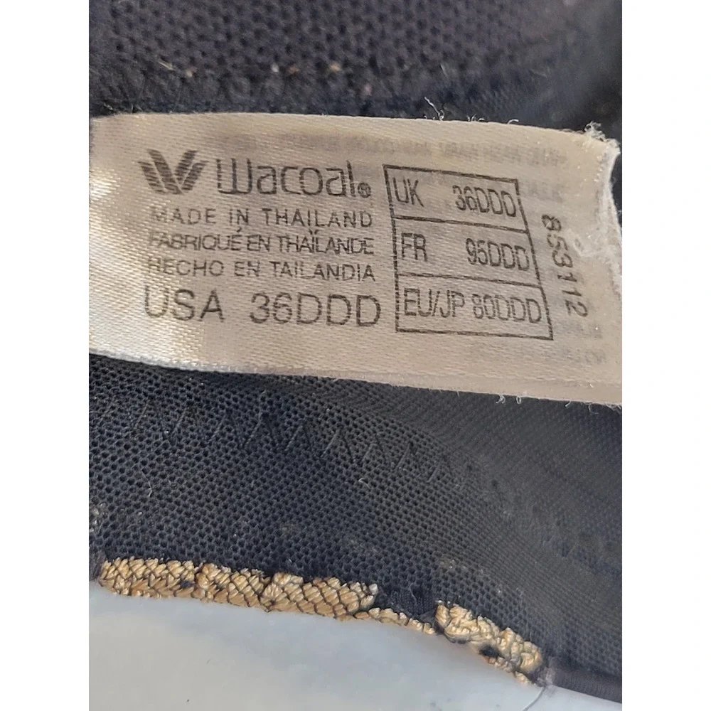 Wacoal Opulence Underwire Contour Bra Black Tan Lace Full Coverage Size 36DDD - Picture 2 of 10